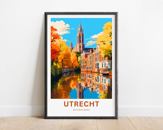 Utrecht Travel Print - Utrecht poster, Netherlands Wall Art, Framed present, Gift Netherlands Present, Customized Your Text - TravelTreasureCo