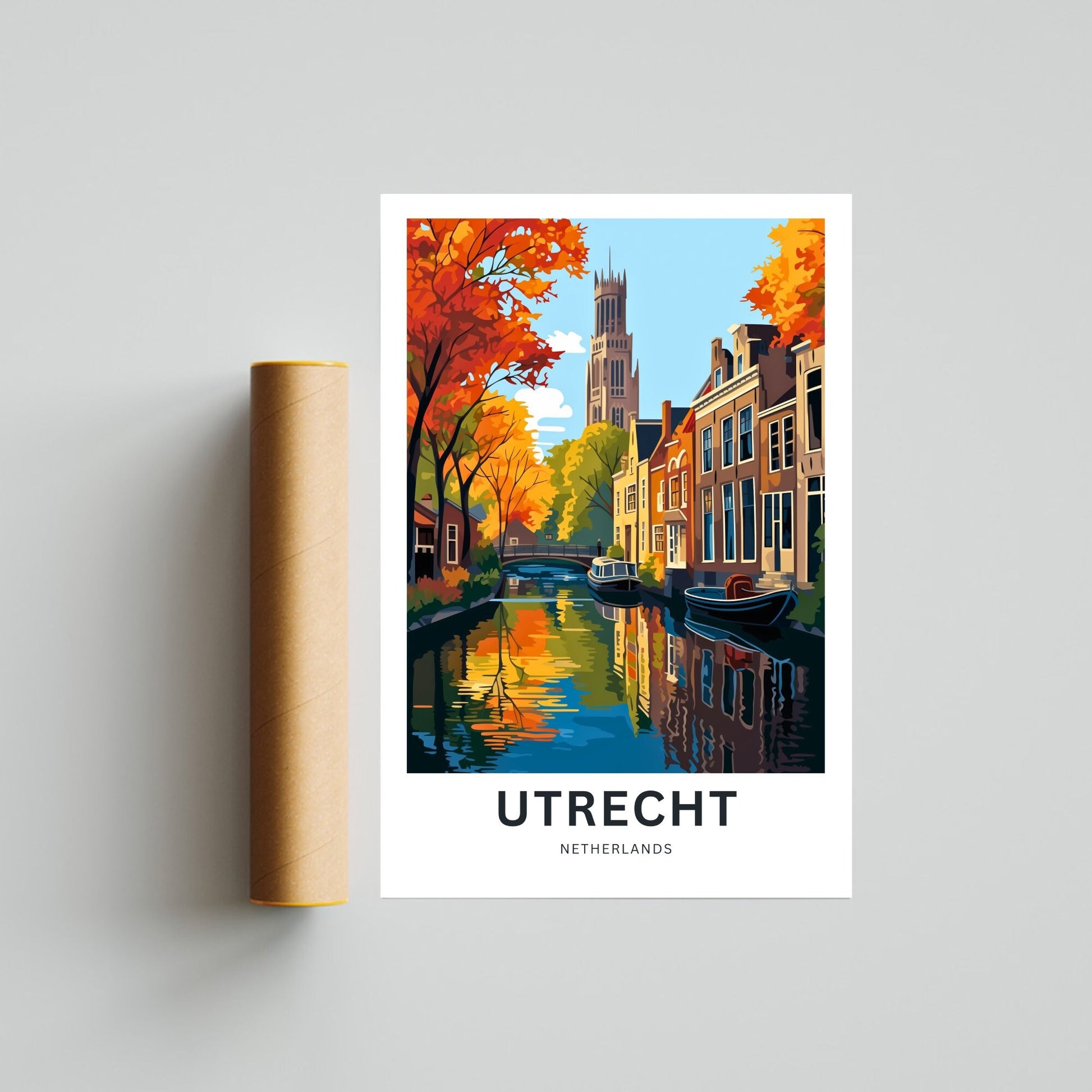 Utrecht Travel Print - Utrecht poster, Netherlands Wall Art, Framed present, Gift Netherlands Present, Customized Your Text - TravelTreasureCo