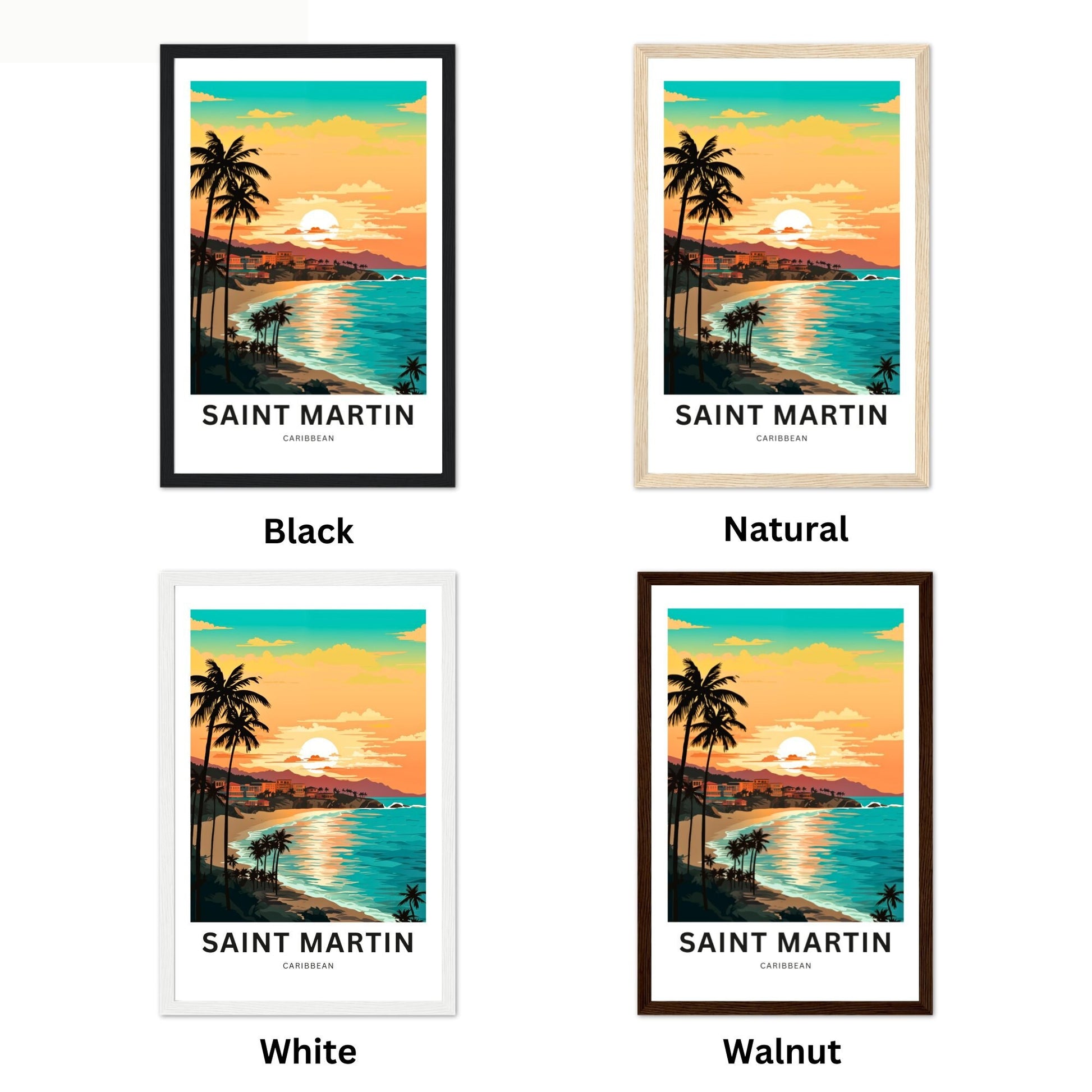 Saint Martin Travel Print - Saint Martin poster, Caribbean Wall Art, Framed present, Gift Sint Maarten Present - TravelTreasureCo