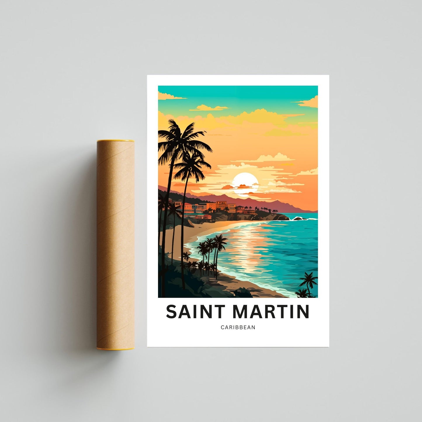 Saint Martin Travel Print - Saint Martin poster, Caribbean Wall Art, Framed present, Gift Sint Maarten Present - TravelTreasureCo