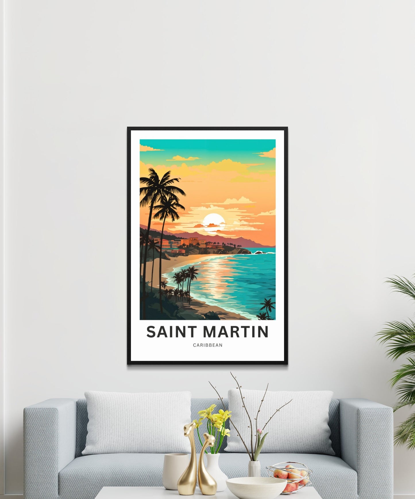 Saint Martin Travel Print - Saint Martin poster, Caribbean Wall Art, Framed present, Gift Sint Maarten Present - TravelTreasureCo