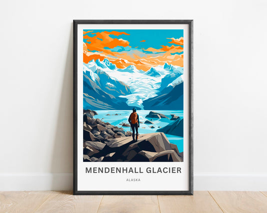 Mendenhall Glacier Travel Print - Mendenhall Glacier poster, Alaska Wall Art, Wall decor, Framed present, Gift Alaska Present - TravelTreasureCo