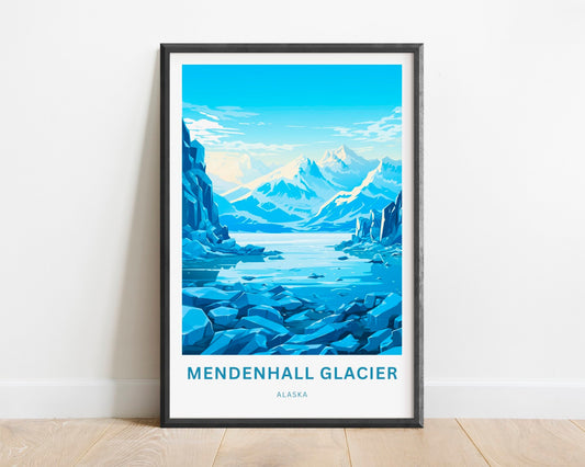 Mendenhall Glacier Travel Print - Mendenhall Glacier poster, Alaska Wall Art, Wall decor, Framed present, Gift Alaska Present - TravelTreasureCo