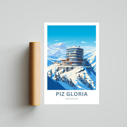 Piz Gloria Travel Print - Piz Gloria poster, Switzerland Wall Art, Wall Decor, Framed present, Gift Switzerland Present - TravelTreasureCo