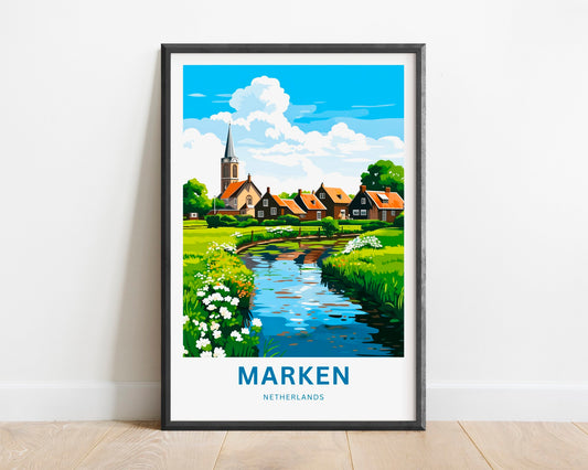 Marken Travel Print - Marken poster, Netherlands Wall Art, Framed present, Gift Netherlands Present, Custom Your Text - TravelTreasureCo