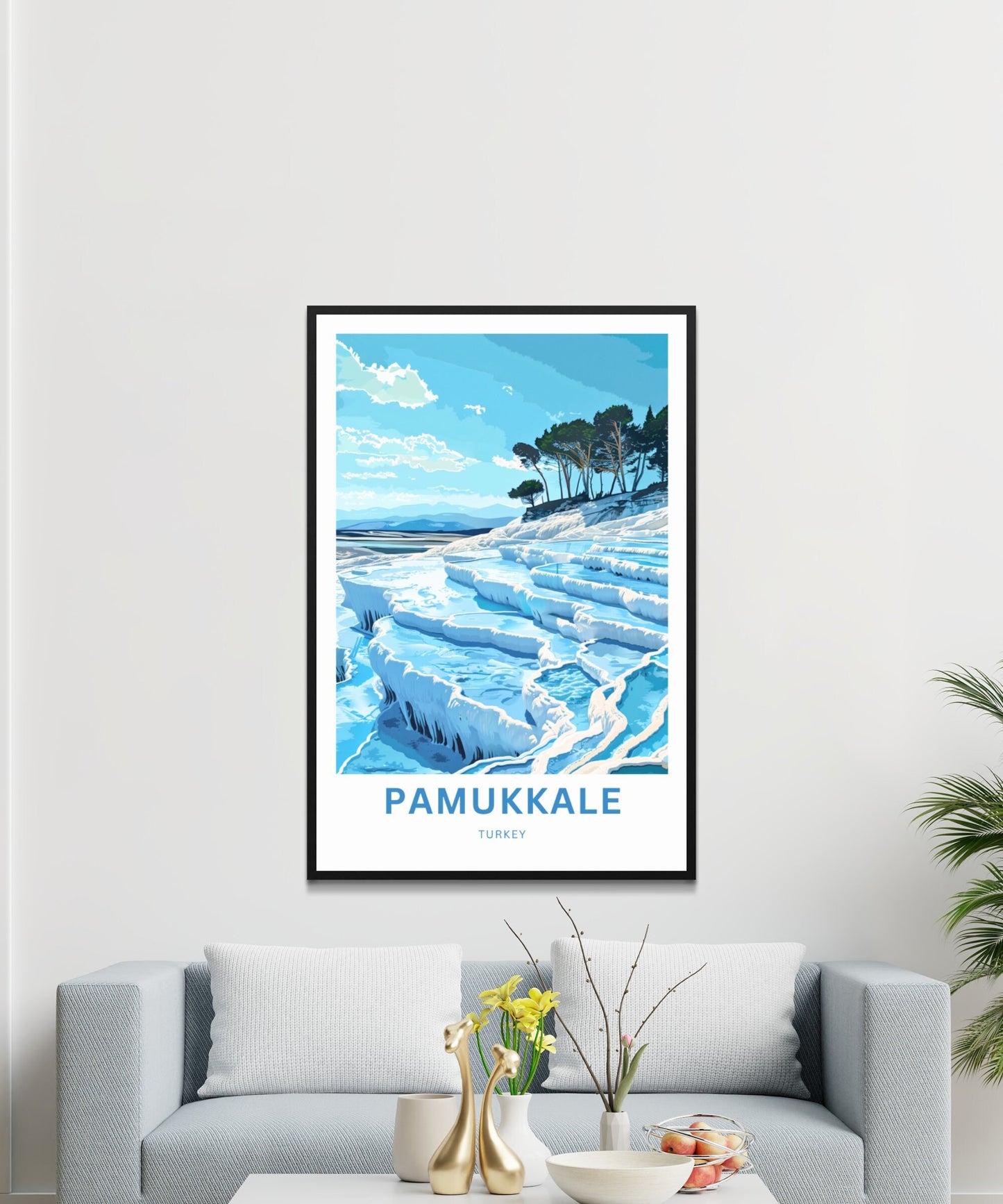 Pamukkale Travel Print - Pamukkale poster, Turkey Wall Art, Framed present, Gift Turkey Present, Custom Your Text - TravelTreasureCo