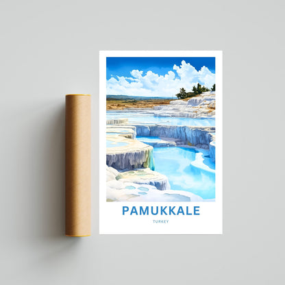 Pamukkale Travel Print - Pamukkale poster, Turkey Wall Art, Framed present, Gift Turkey Present, Custom Your Text - TravelTreasureCo