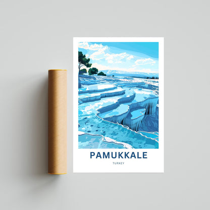 Pamukkale Travel Print - Pamukkale poster, Turkey Wall Art, Framed present, Gift Turkey Present, Custom Your Text - TravelTreasureCo