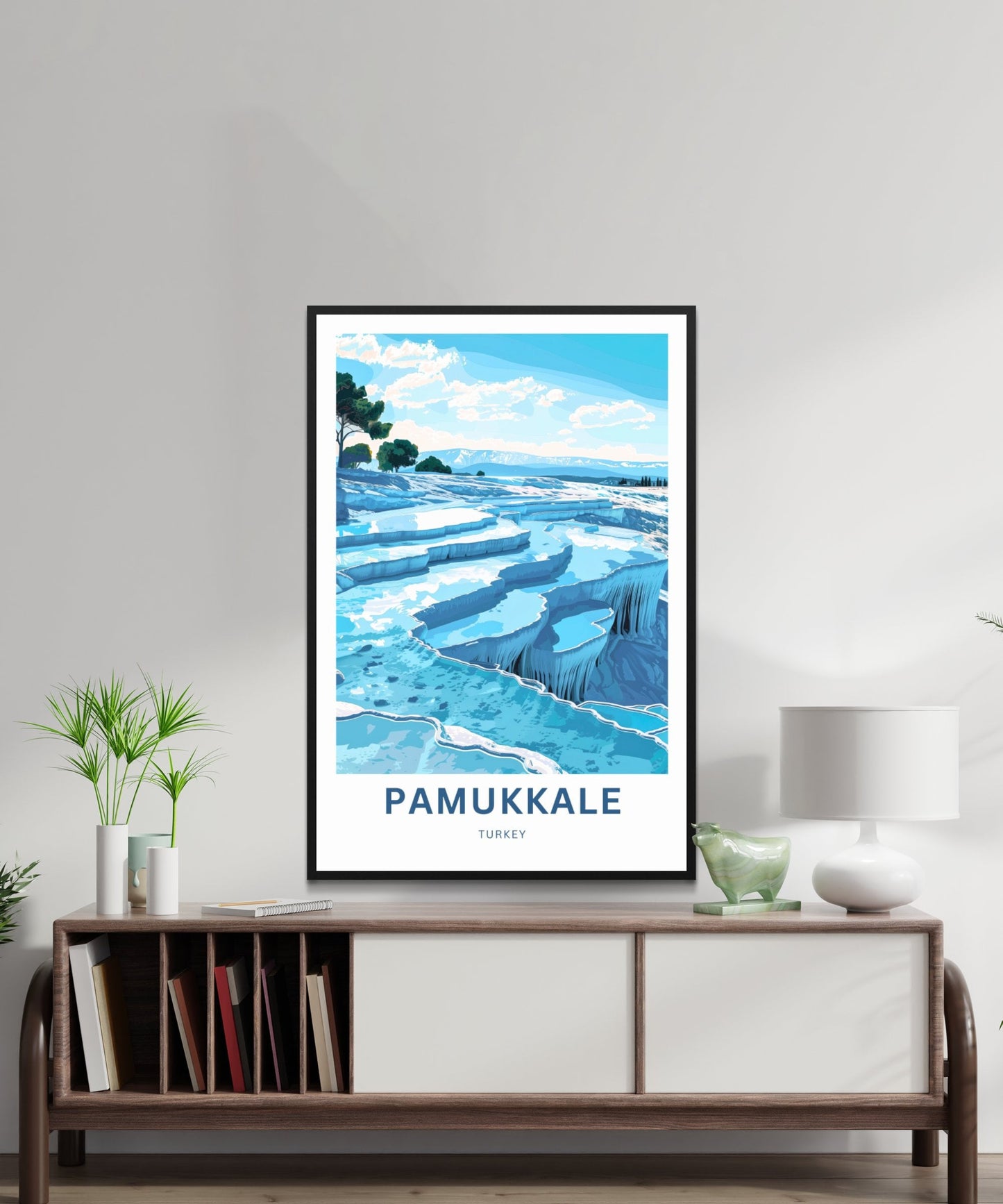 Pamukkale Travel Print - Pamukkale poster, Turkey Wall Art, Framed present, Gift Turkey Present, Custom Your Text - TravelTreasureCo