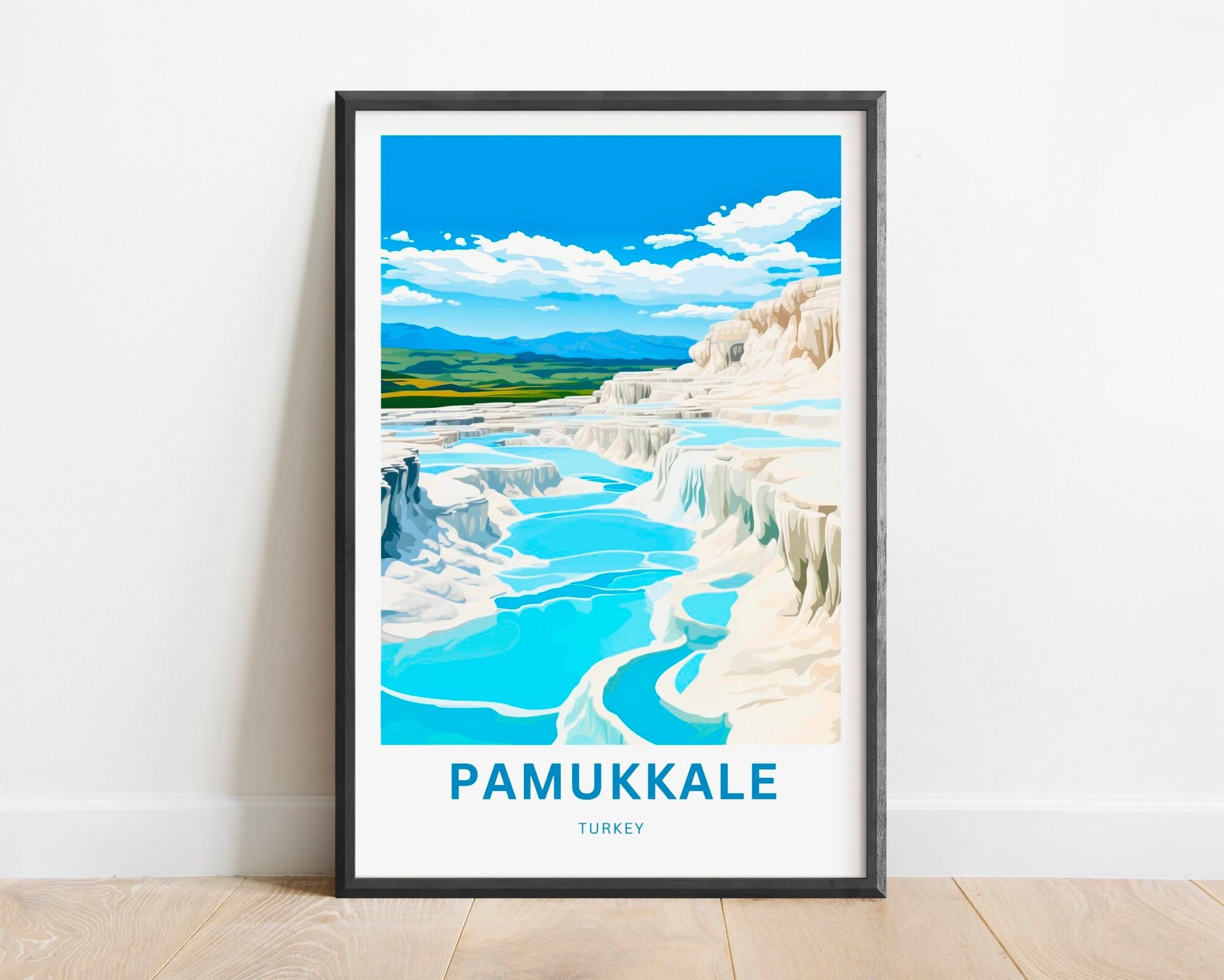 Pamukkale Travel Print - Pamukkale poster, Turkey Wall Art, Framed present, Gift Turkey Present, Custom Your Text - TravelTreasureCo