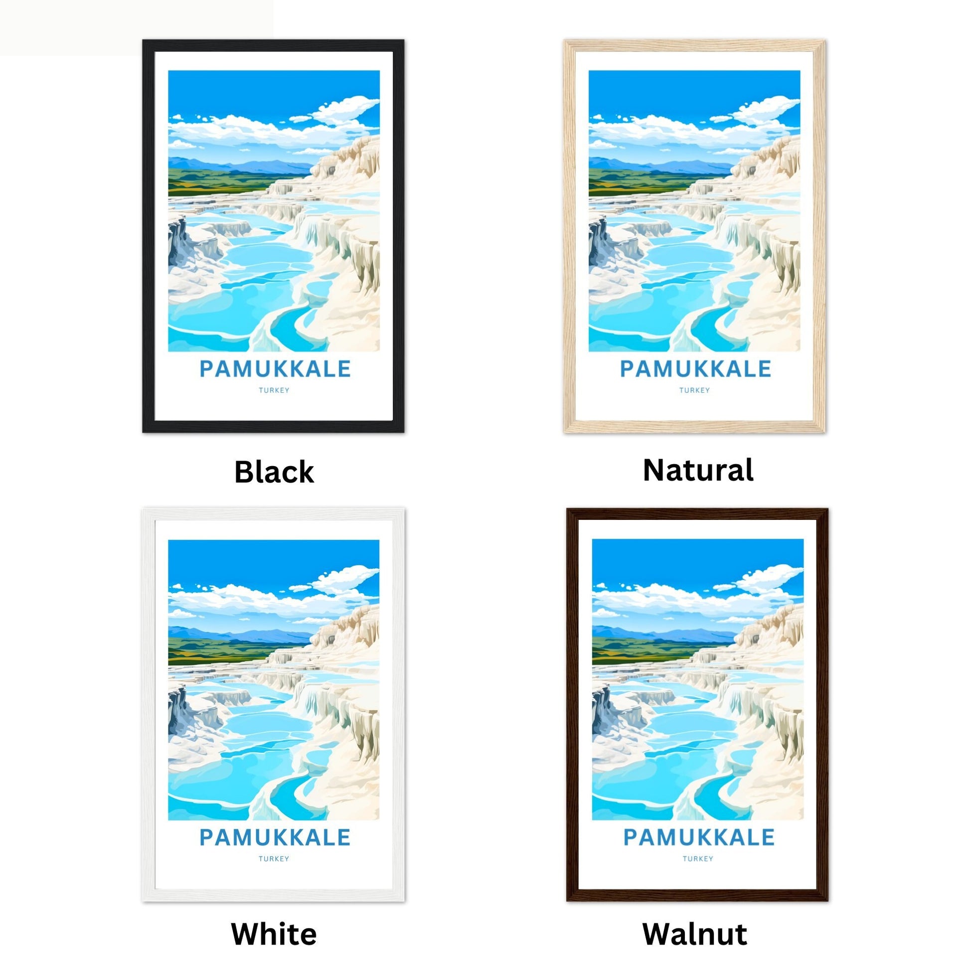 Pamukkale Travel Print - Pamukkale poster, Turkey Wall Art, Framed present, Gift Turkey Present, Custom Your Text - TravelTreasureCo