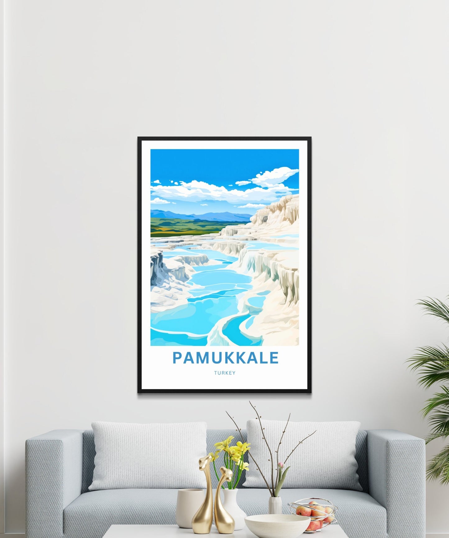 Pamukkale Travel Print - Pamukkale poster, Turkey Wall Art, Framed present, Gift Turkey Present, Custom Your Text - TravelTreasureCo