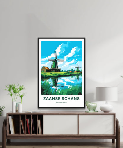 Zaanse Schans Travel Print - Zaanse Schans poster, Netherlands Wall Art, Framed present, Gift Netherlands Present, Custom Your Text - TravelTreasureCo