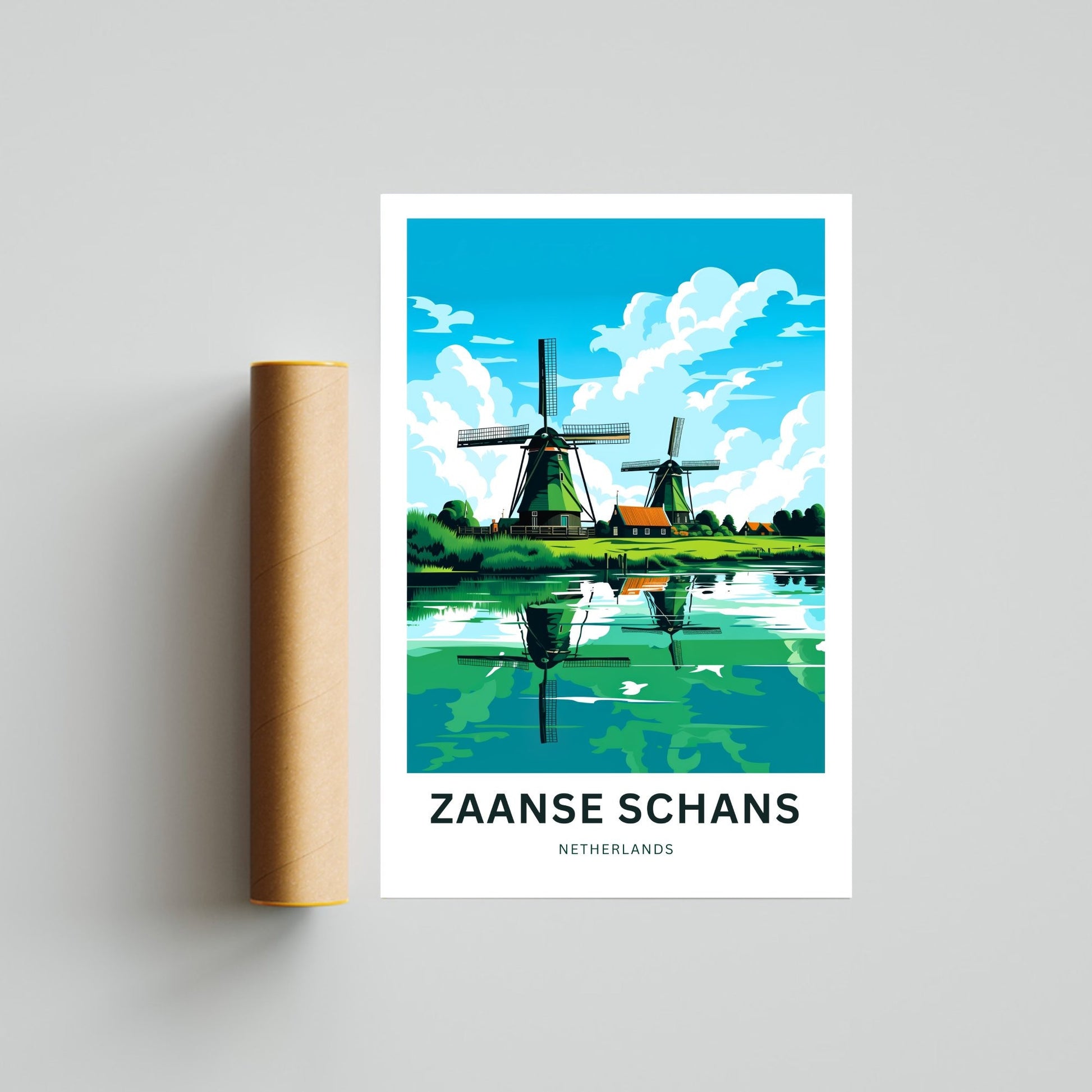 Zaanse Schans Travel Print - Zaanse Schans poster, Netherlands Wall Art, Framed present, Gift Netherlands Present, Custom Your Text - TravelTreasureCo