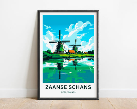 Zaanse Schans Travel Print - Zaanse Schans poster, Netherlands Wall Art, Framed present, Gift Netherlands Present, Custom Your Text - TravelTreasureCo