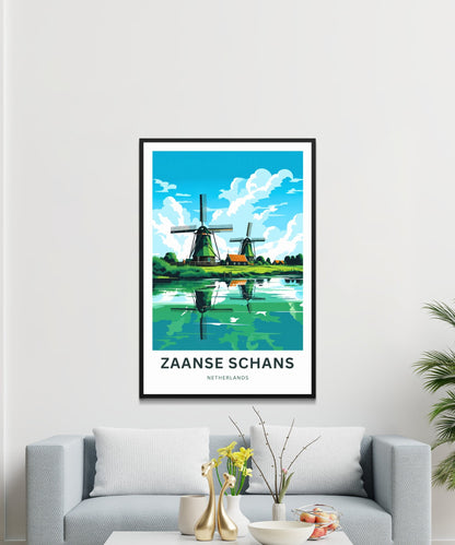 Zaanse Schans Travel Print - Zaanse Schans poster, Netherlands Wall Art, Framed present, Gift Netherlands Present, Custom Your Text - TravelTreasureCo