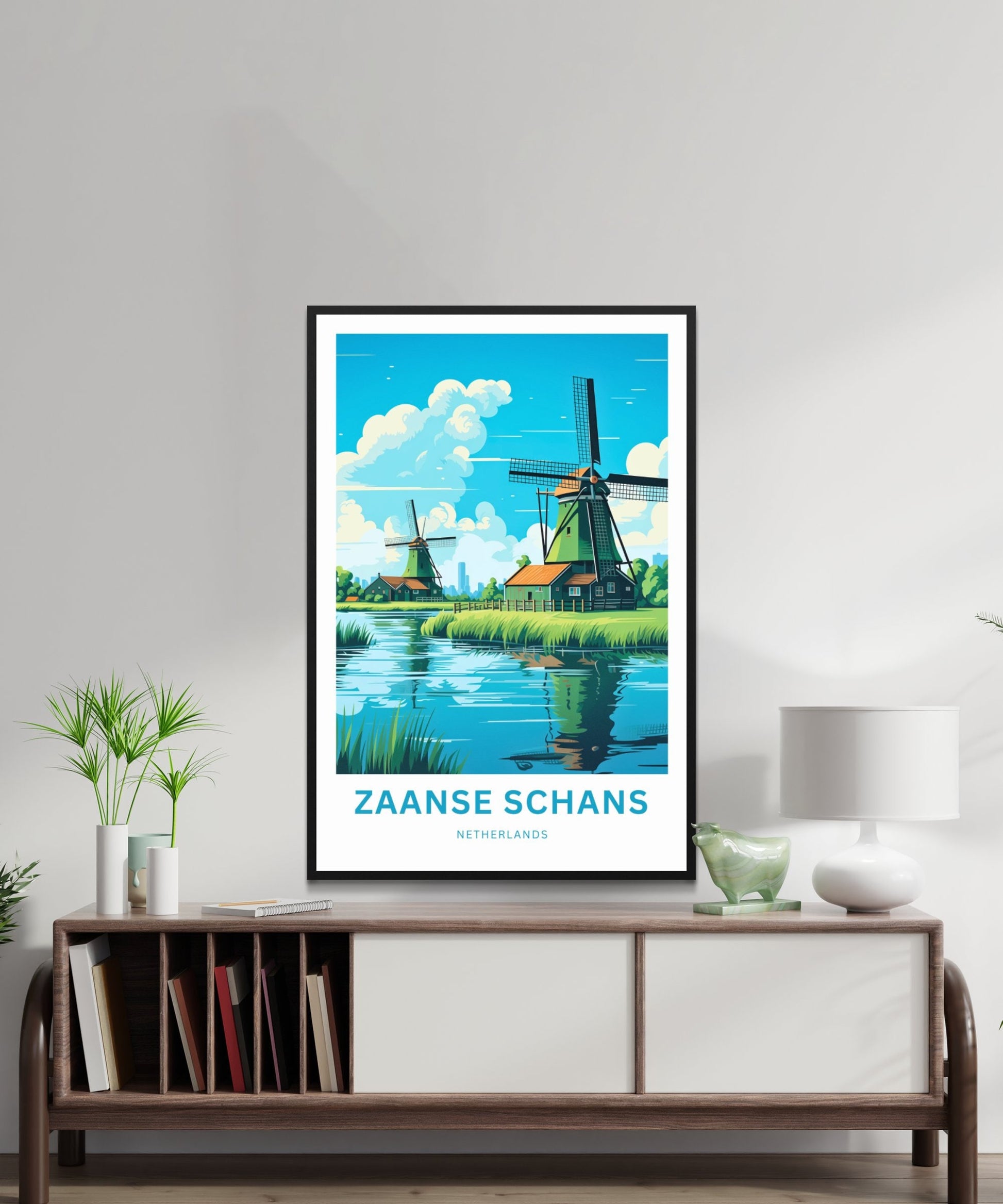 Zaanse Schans Travel Print - Zaanse Schans poster, Netherlands Wall Art, Framed, Gift Netherlands Present, Custom Your Text - TravelTreasureCo