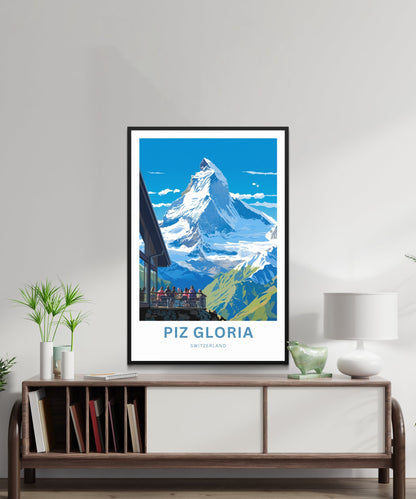 Piz Gloria Travel Print - Piz Gloria poster, Switzerland Wall Art, Wall Decor, Framed present, Gift Switzerland Present - TravelTreasureCo