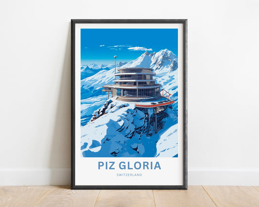 Piz Gloria Travel Print - Piz Gloria poster, Switzerland Wall Art, Wall Decor, Framed present, Gift Switzerland Present - TravelTreasureCo