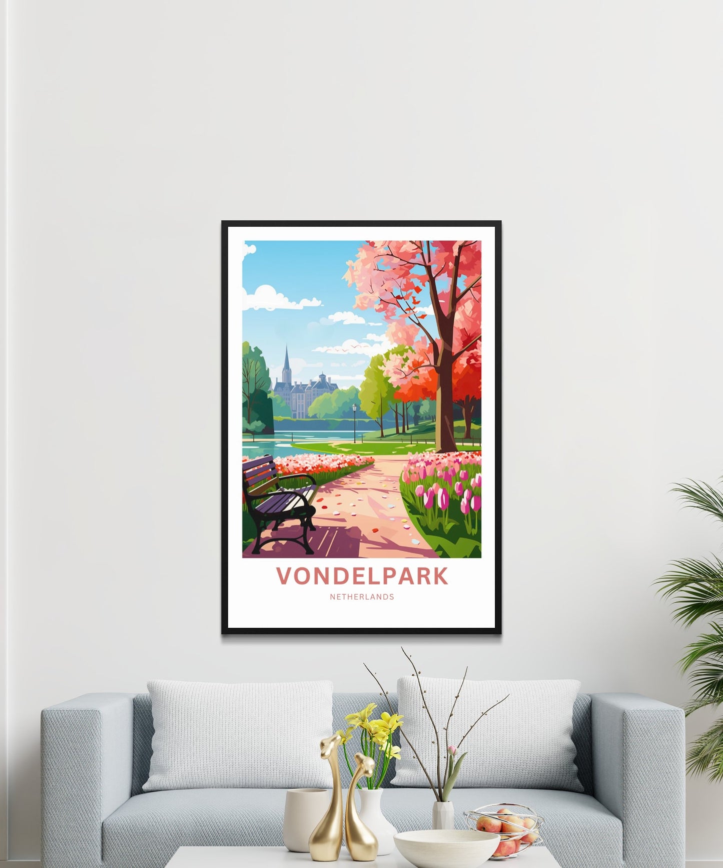 Vondelpark Travel Print - Vondelpark Travel poster, Netherlands Wall Art, Wall Decor, Framed present, Gift Netherlands Present - TravelTreasureCo