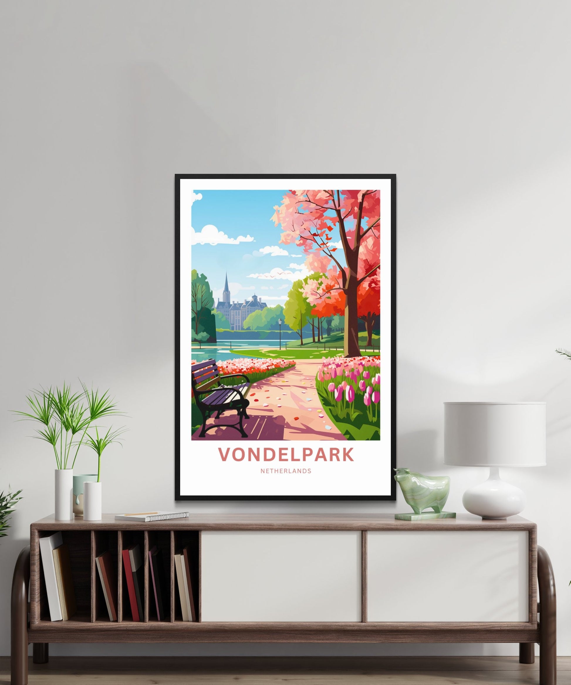 Vondelpark Travel Print - Vondelpark Travel poster, Netherlands Wall Art, Wall Decor, Framed present, Gift Netherlands Present - TravelTreasureCo