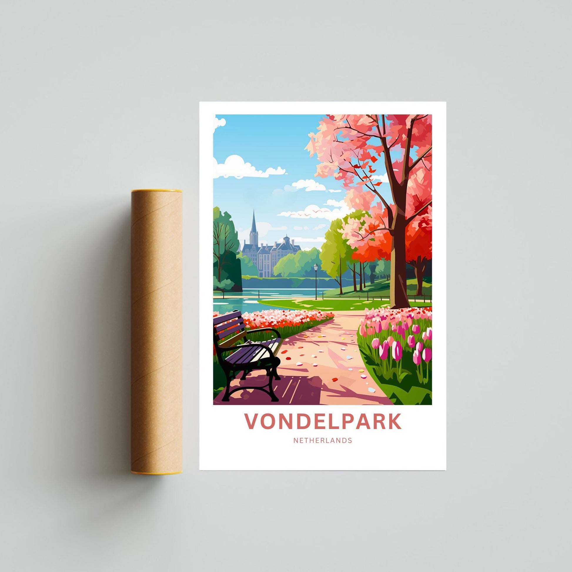 Vondelpark Travel Print - Vondelpark Travel poster, Netherlands Wall Art, Wall Decor, Framed present, Gift Netherlands Present - TravelTreasureCo