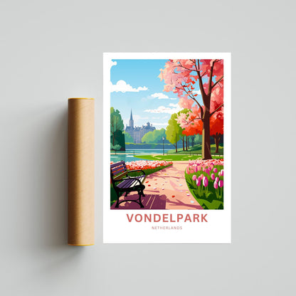 Vondelpark Travel Print - Vondelpark Travel poster, Netherlands Wall Art, Wall Decor, Framed present, Gift Netherlands Present - TravelTreasureCo