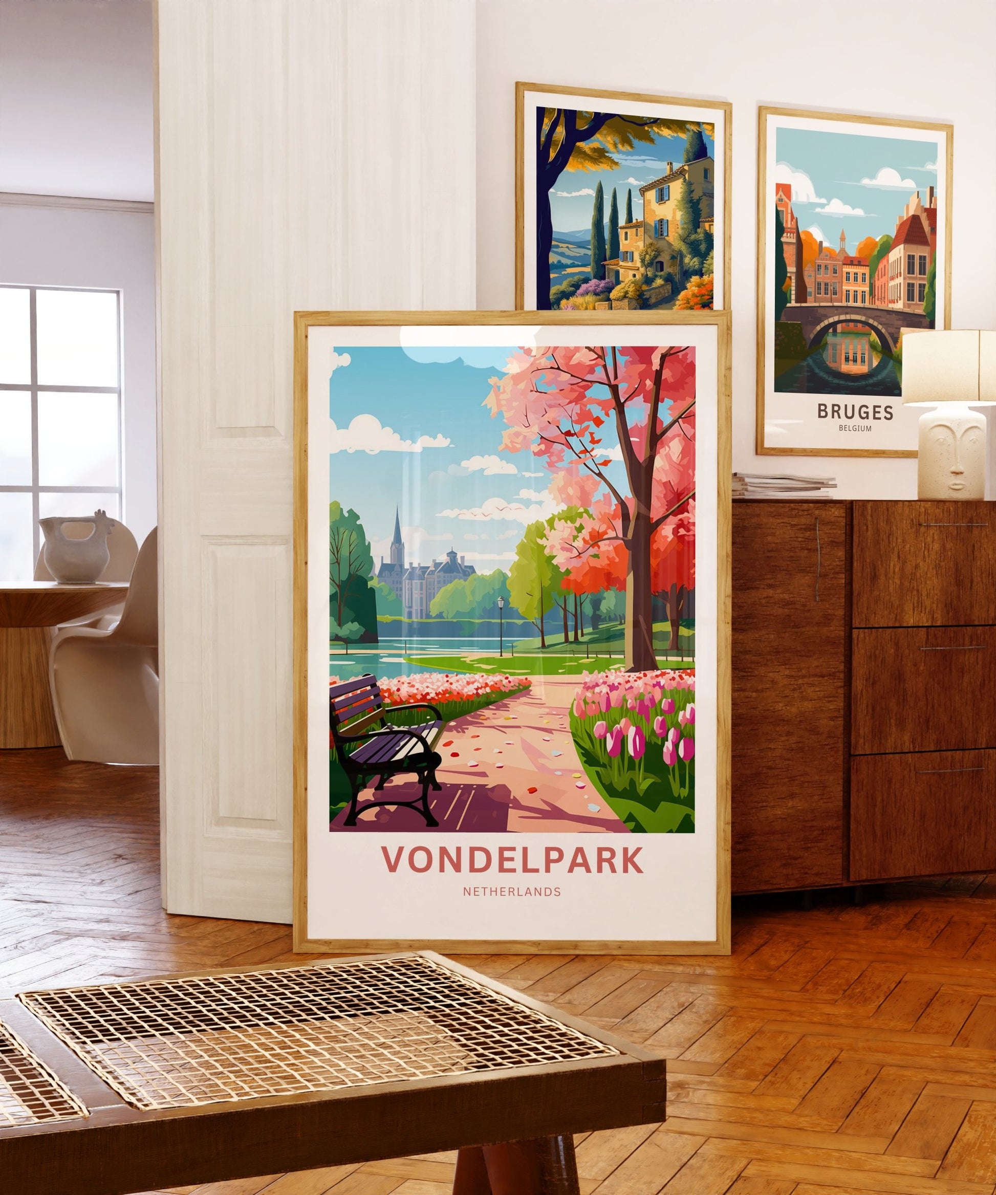 Vondelpark Travel Print - Vondelpark Travel poster, Netherlands Wall Art, Wall Decor, Framed present, Gift Netherlands Present - TravelTreasureCo