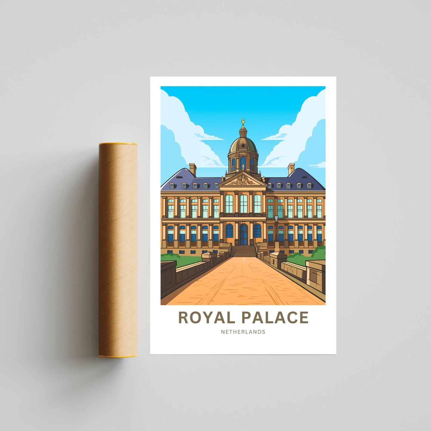 Royal Palace Travel Print - Royal Palace Travel poster, Amsterdam Wall Art, Wall Decor, Framed present, Gift Netherlands Present - TravelTreasureCo