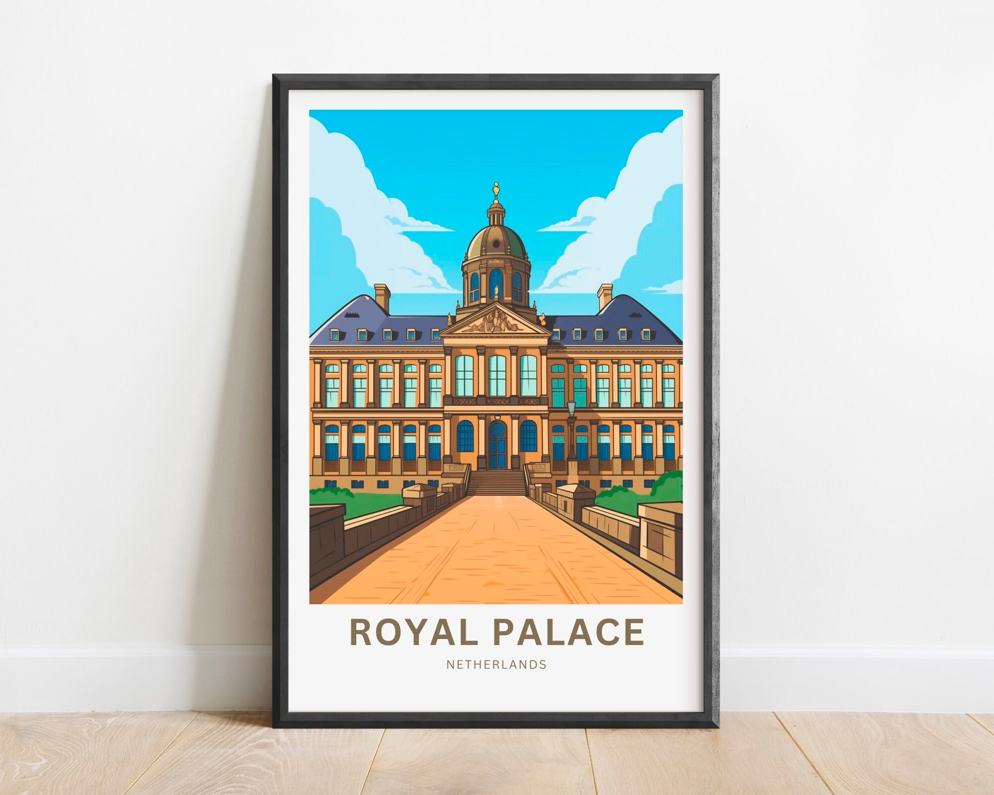 Royal Palace Travel Print - Royal Palace Travel poster, Amsterdam Wall Art, Wall Decor, Framed present, Gift Netherlands Present - TravelTreasureCo