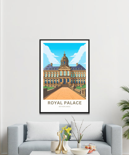 Royal Palace Travel Print - Royal Palace Travel poster, Amsterdam Wall Art, Wall Decor, Framed present, Gift Netherlands Present - TravelTreasureCo