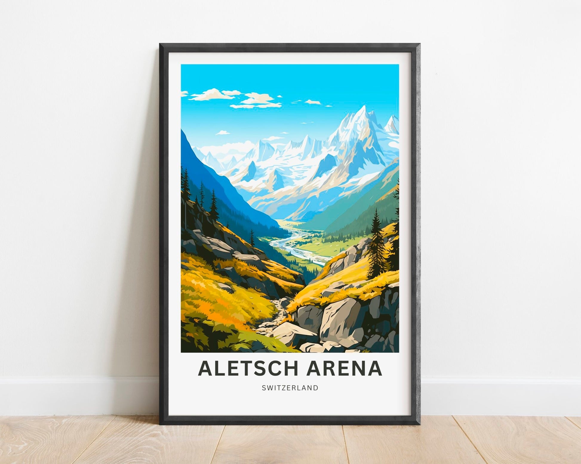 Aletsch Arena Travel Print - Aletsch Arena poster, Switzerland Wall Art, Framed present, Gift Switzerland Present - TravelTreasureCo