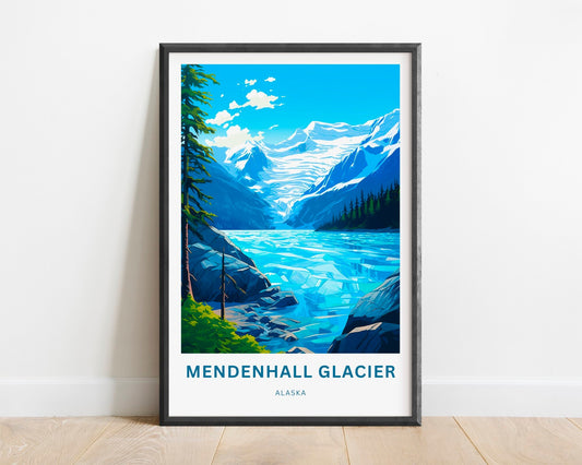 Mendenhall Glacier Travel Print - Mendenhall Glacier poster, Alaska Wall Art, Wall decor, Framed present, Gift Alaska Present - TravelTreasureCo