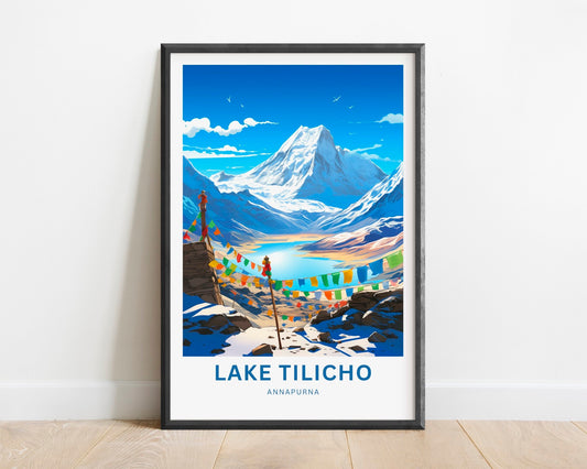 Tilicho Lake Travel Print - Tilicho Lakeposter, Annapurna Wall Art, Wall Decor, Framed present, Gift Nepal Present - TravelTreasureCo