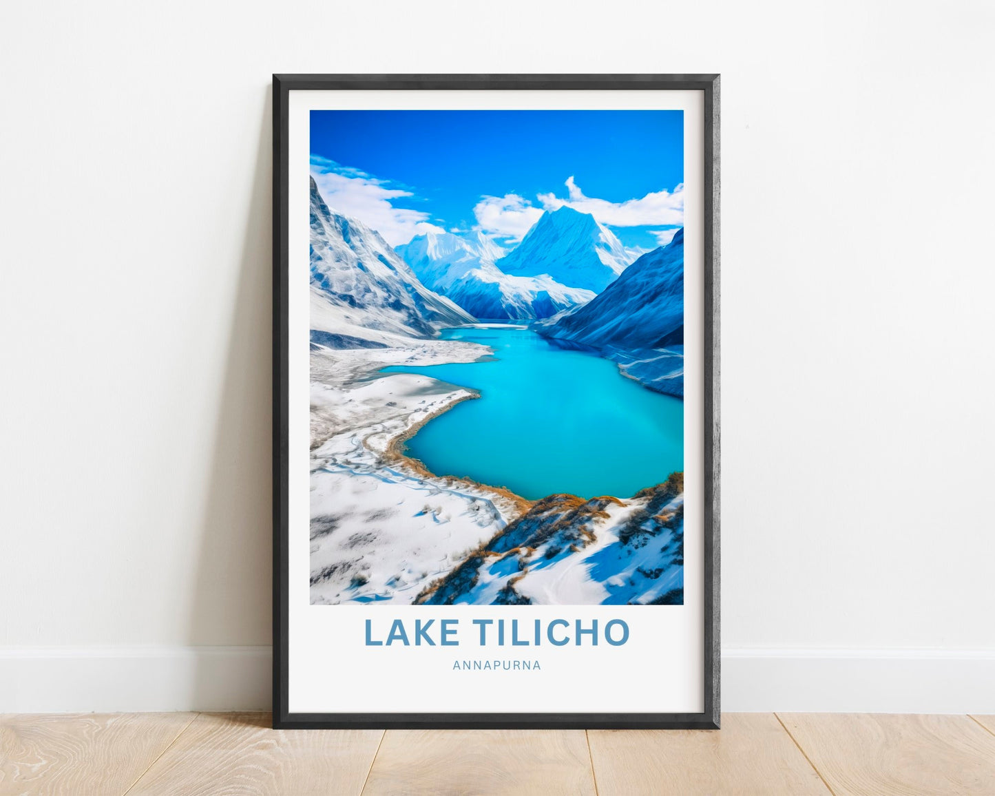 Tilicho Lake Travel Print - Tilicho Lakeposter, Annapurna Wall Art, Wall Decor, Framed present, Gift Nepal Present - TravelTreasureCo