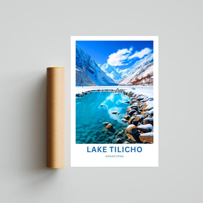 Tilicho Lake Travel Print - Tilicho Lakeposter, Annapurna Wall Art, Wall Decor, Framed present, Gift Nepal Present - TravelTreasureCo