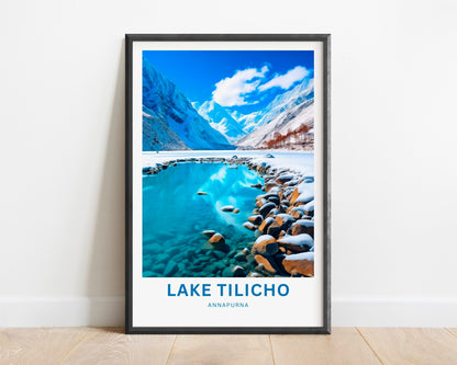 Tilicho Lake Travel Print - Tilicho Lakeposter, Annapurna Wall Art, Wall Decor, Framed present, Gift Nepal Present - TravelTreasureCo