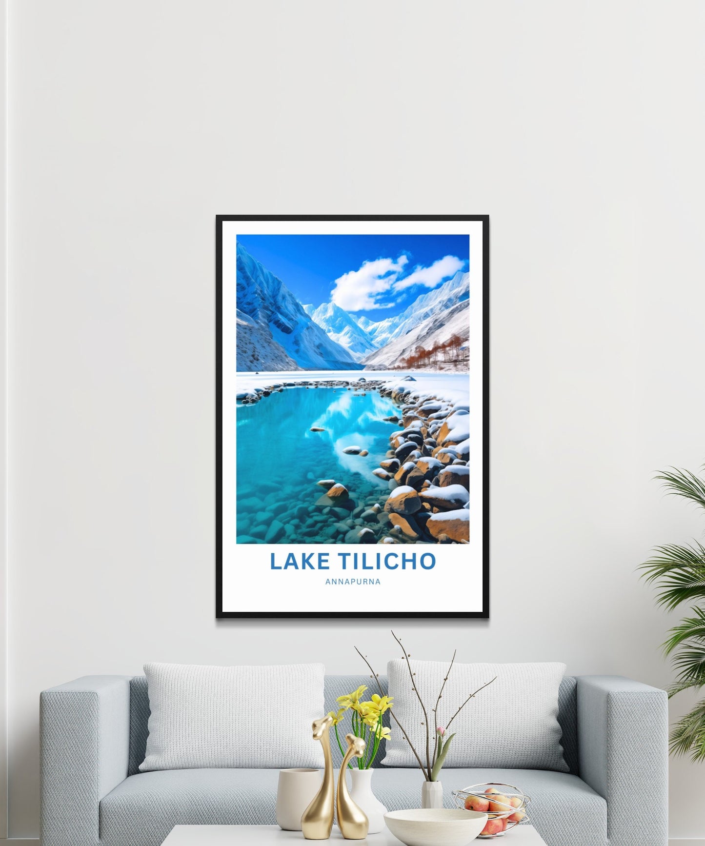 Tilicho Lake Travel Print - Tilicho Lakeposter, Annapurna Wall Art, Wall Decor, Framed present, Gift Nepal Present - TravelTreasureCo