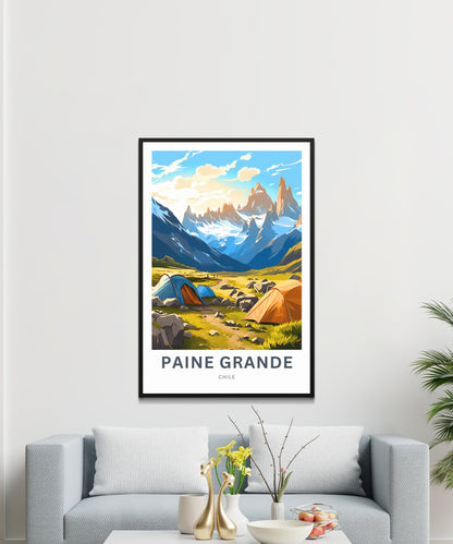 Paine Grande Travel Print - Paine Grannde poster, Torres Del Paine Wall Art, Framed present, Gift Chile Present - TravelTreasureCo