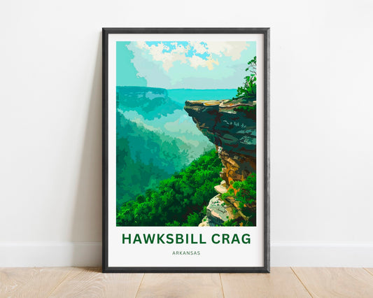 Hawksbill Crag Travel Print - Whitaker Point Hawksbill Crag poster, Arkansas Wall Art, Framed present, Gift Arkansas, Custom Your Text - TravelTreasureCo