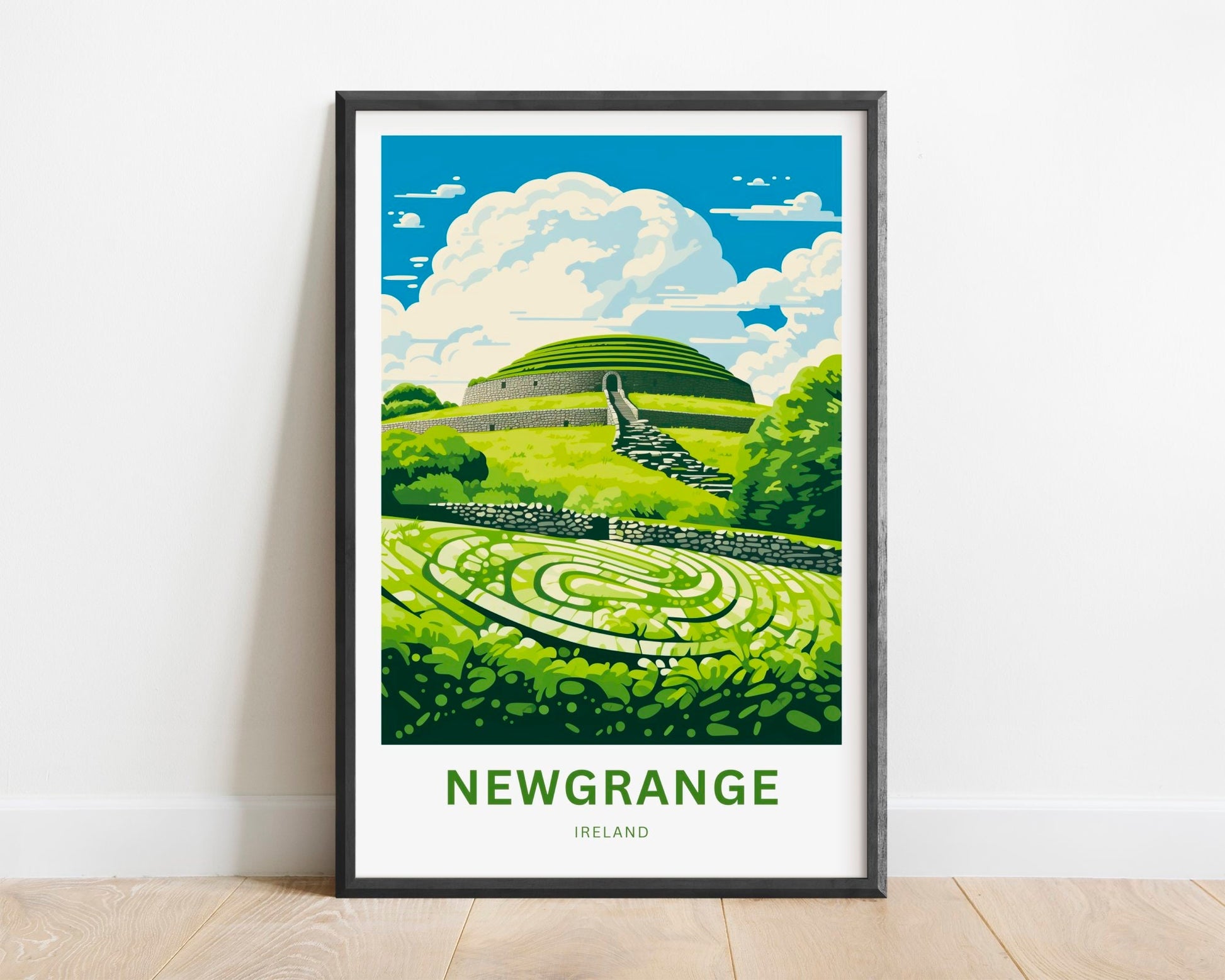 Newgrange Travel Print - Newgrange poster, Ireland Wall Art, Framed present, Gift Ireland Present, Custom Your Text - TravelTreasureCo