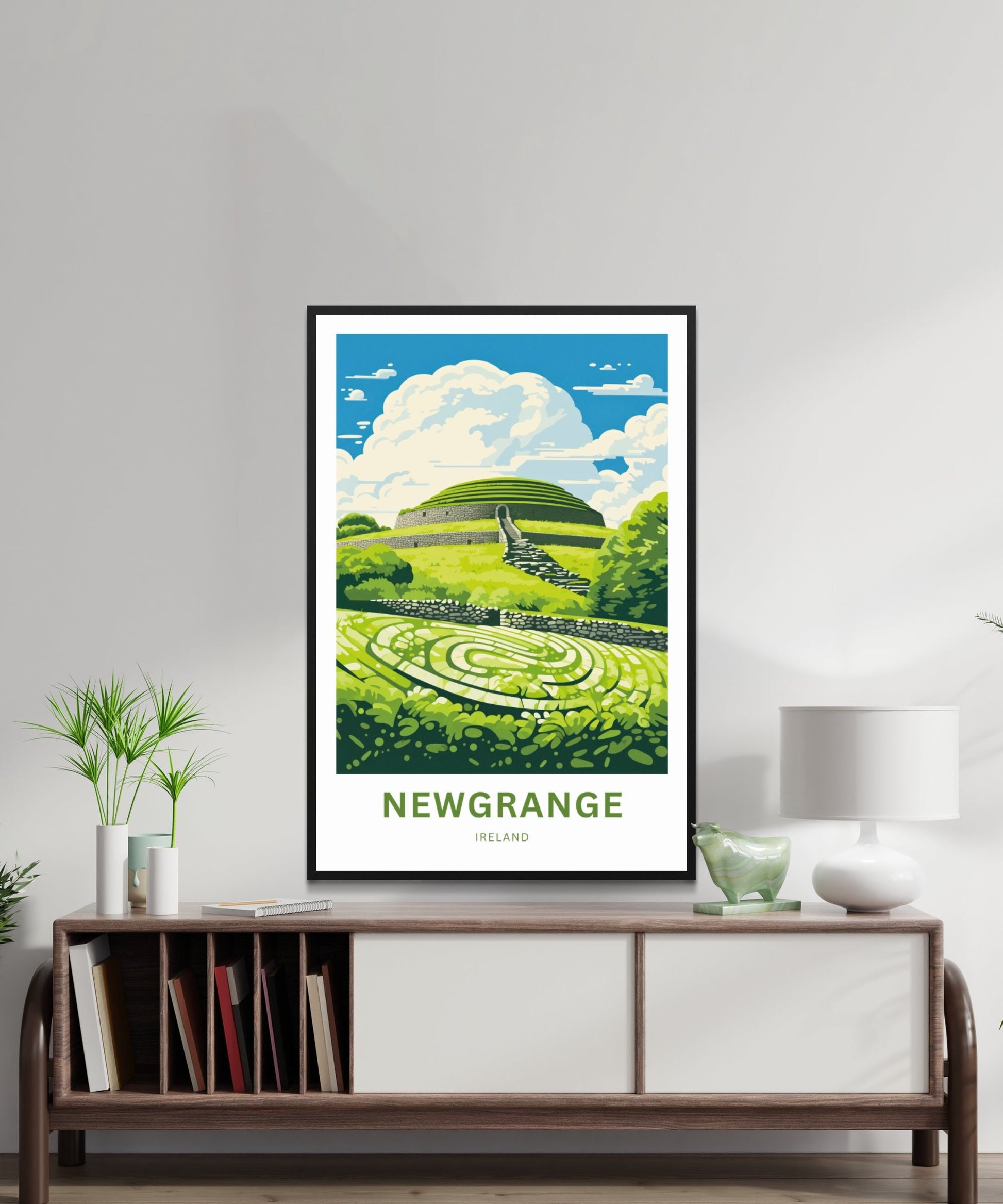 Newgrange Travel Print - Newgrange poster, Ireland Wall Art, Framed present, Gift Ireland Present, Custom Your Text - TravelTreasureCo