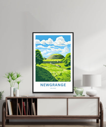 Newgrange Travel Print - Newgrange poster, Ireland Wall Art, Framed present, Gift Ireland Present, Custom Your Text - TravelTreasureCo