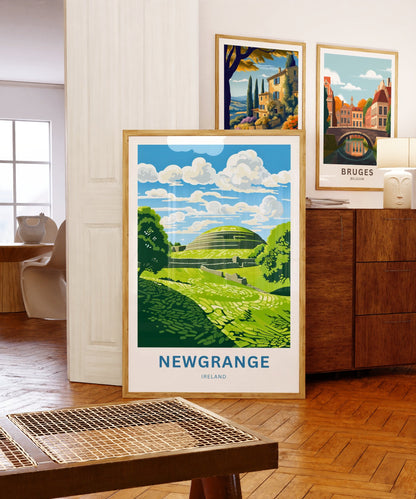 Newgrange Travel Print - Newgrange poster, Ireland Wall Art, Framed present, Gift Ireland Present, Custom Your Text - TravelTreasureCo