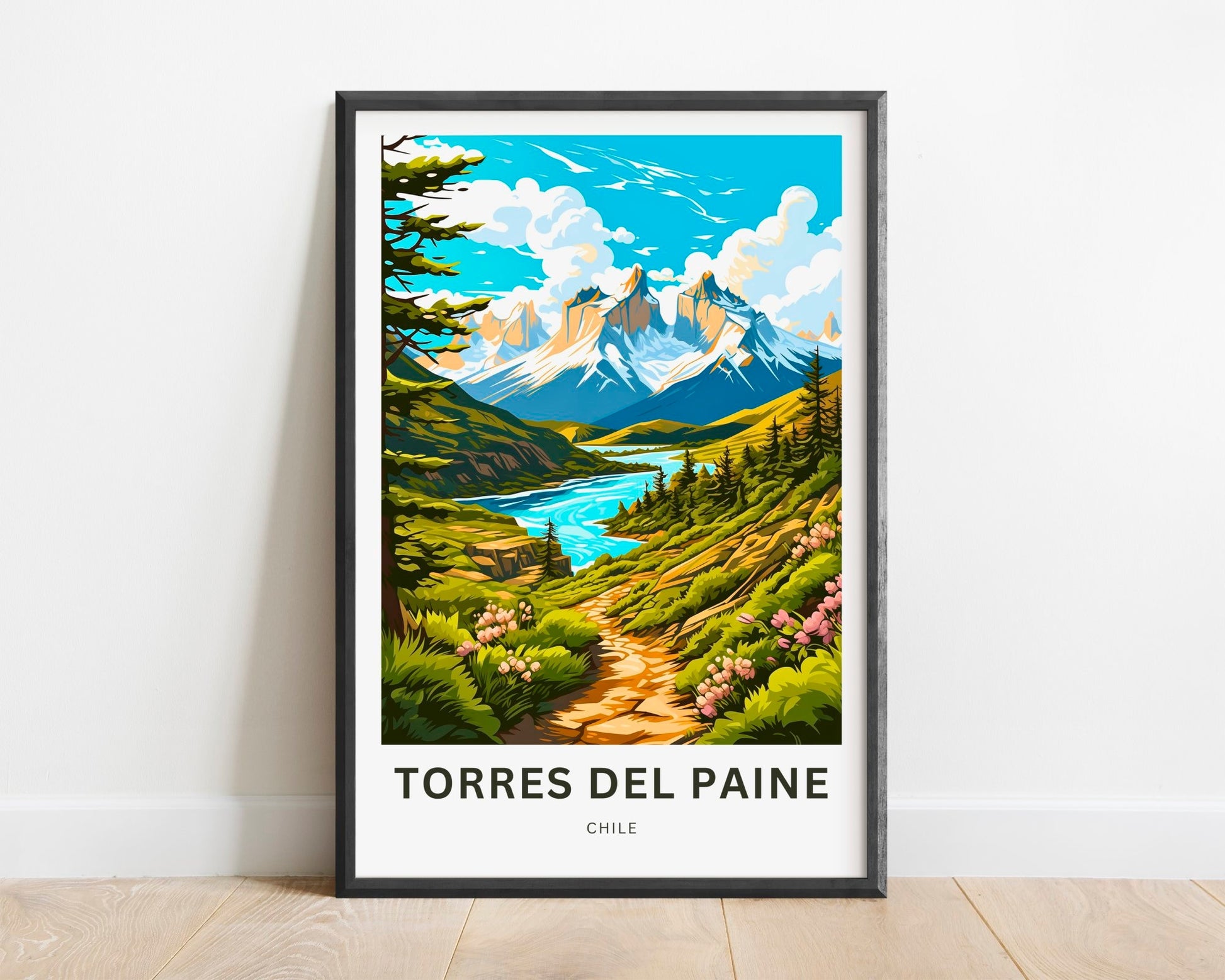 Torres del Paine Travel Print - Torres del Paine poster, Chile Wall Art, Framed present, Gift Chile Present, Customize Your Text - TravelTreasureCo