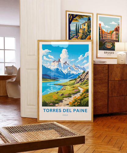 Torres del Paine Travel Print - Torres del Paine poster, Chile Wall Art, Framed present, Gift Chile Present, Customize Your Text - TravelTreasureCo