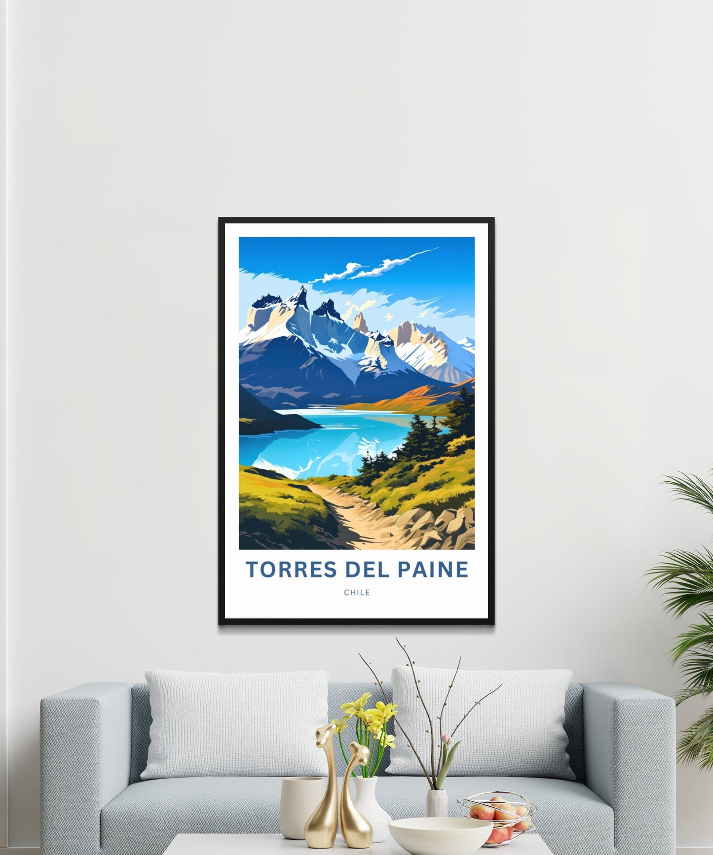 Torres del Paine Travel Print - Torres del Paine poster, Chile Wall Art, Framed present, Gift Chile Present, Customize Your Text - TravelTreasureCo