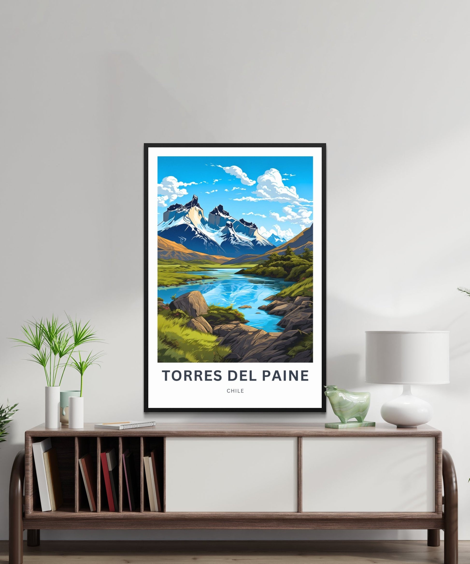 Torres del Paine Travel Print - Torres del Paine poster, Chile Wall Art, Framed present, Gift Chile Present, Customize Your Text - TravelTreasureCo