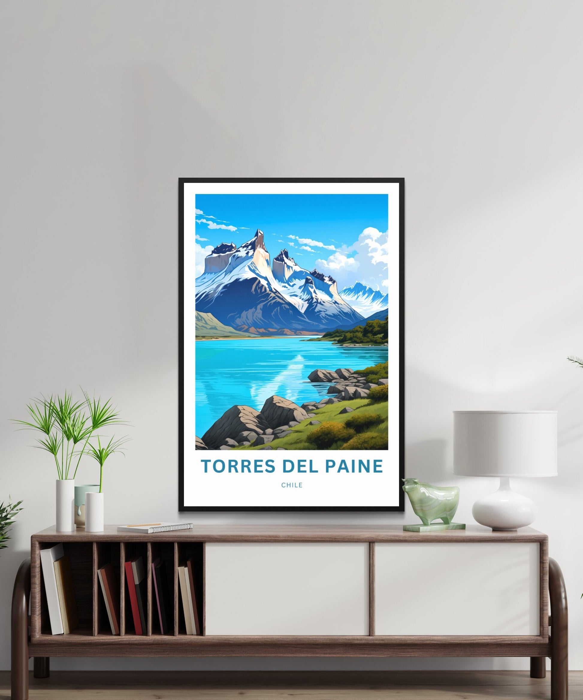 Torres del Paine Travel Print - Torres del Paine poster, Chile Wall Art, Framed present, Gift Chile Present, Customize Your Text - TravelTreasureCo