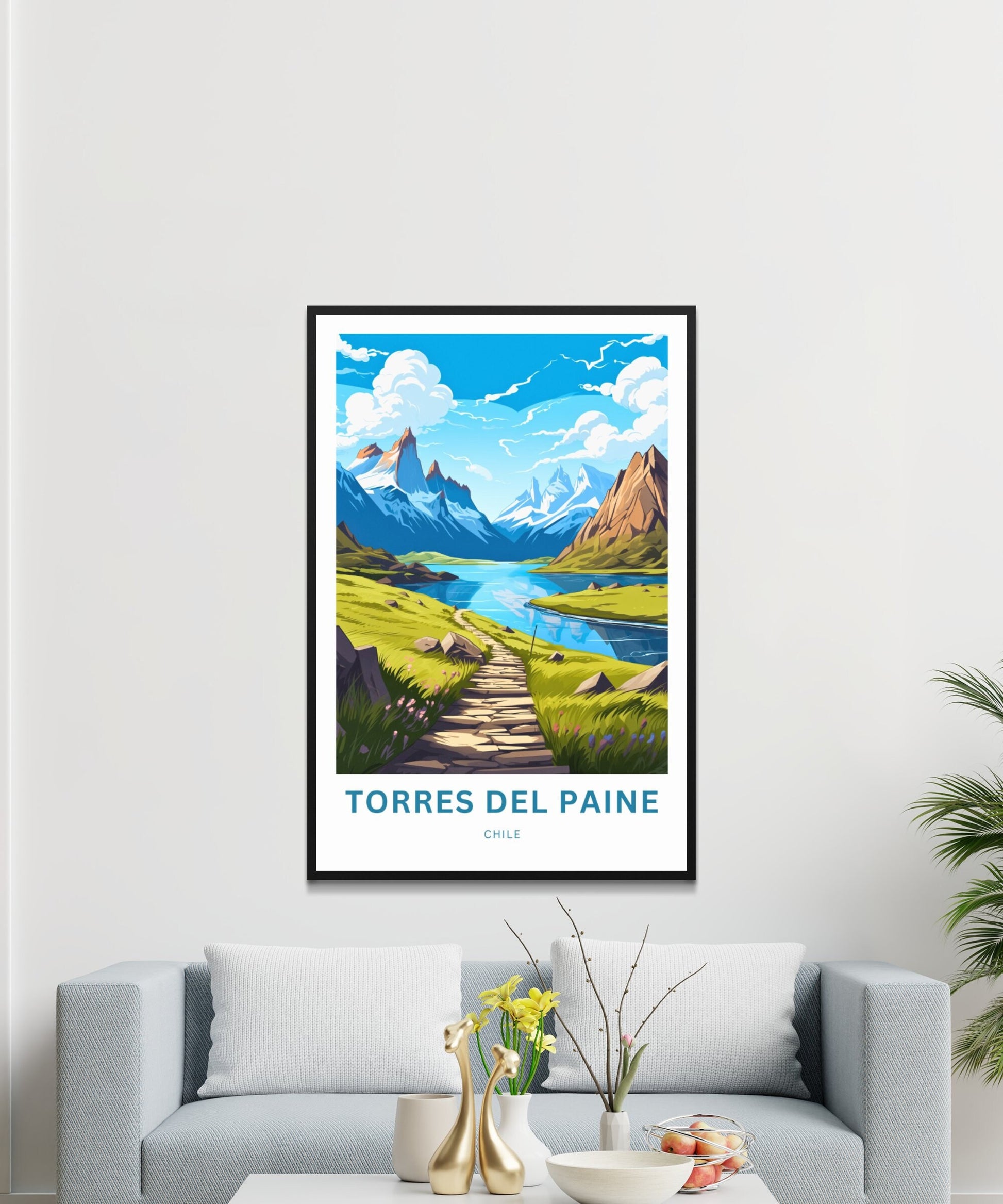 Torres del Paine Travel Print - Torres del Paine poster, Chile Wall Art, Framed present, Gift Chile Present, Customize Your Text - TravelTreasureCo